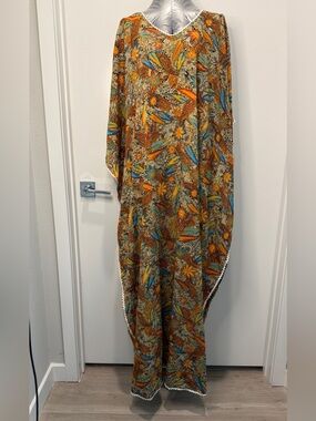 Vintage Sante Classics Paisley Kaftan Dress Boho Festival Resort Muumuu